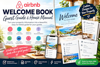design an airbnb welcome book, guest guide and house manual