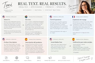 translate english afrikaans french or spanish manually