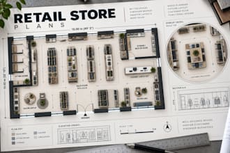 design retail store floor plans shop layouts with display plans in cad