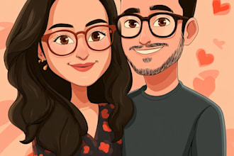 couple portrait wedding portrait illustration