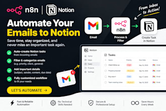build an n8n email to task automation for notion