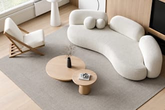 3d furniture model sofa, chair, table realistic renders and technical drawings