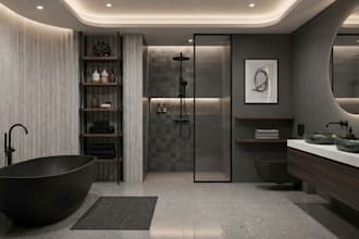 do modern bathroom remodel toilet interior and bedroom design with 3d render