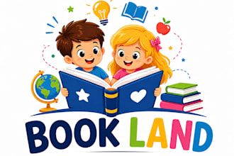 design cute custom kids book and children character logo