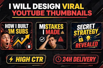 design modern professional eye catching youtube thumbnails