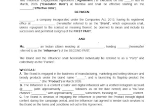 draft and review partnership contracts between influencer and brands
