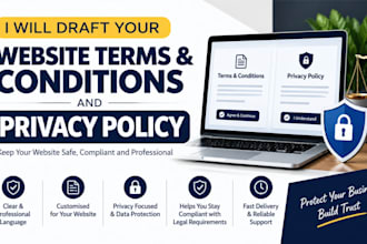 draft your website terms and conditions and privacy policy