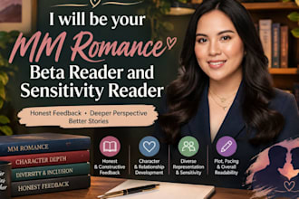 be your mm romance beta reader and sensitivity reader