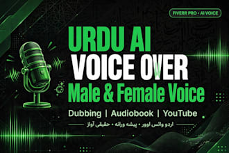 do urdu male and female voice over and dubbing for videos