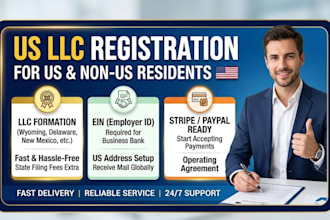 register US llc for US and non US residents with ein and address