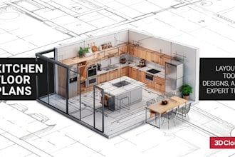 create kitchen or bathroom 2d floor plans, elevation and cabinet drawings