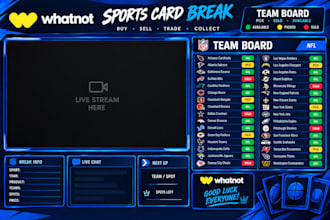 design whatnot sports card break overlays, team boards and scoreboards