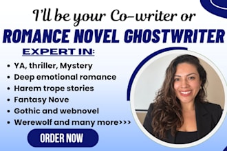 ghostwrite dark romance and harem fiction novel as a romance story ghostwriter