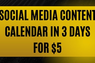 do social media content calendar of 30days  for your business