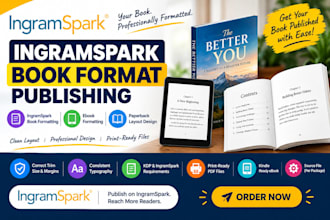 do ingramspark book formatting, ebook layout design and paperback publishing