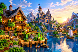 build custom minecraft survival bases, houses, villages and maps