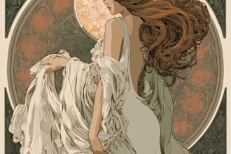 design art nouveau neo traditional vintage portrait