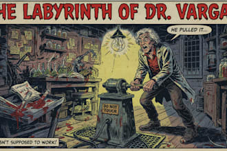 create vintage horror comic book illustration