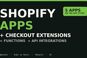 build custom shopify apps, checkout extensions, and API integrations