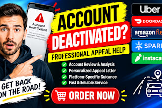 help with uber doordash amazon flex spark and instacart account reactivation