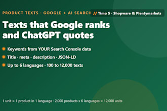write SEO product texts for google and ai search in up to 6 languages