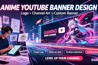 design a youtube banner and logo, anime banner and channel art