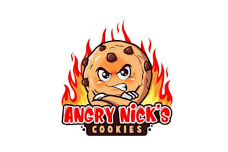 design angry cookie food restaurant logo