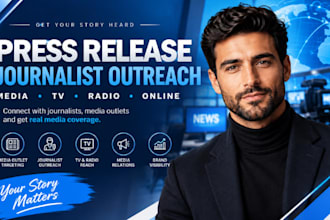 journalist outreach, TV radio podcast pitching, media relations and corporate PR