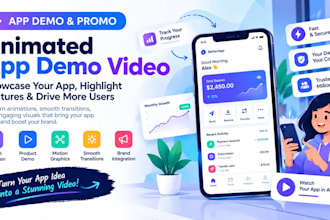 create an animated app demo and promo video with motion graphics