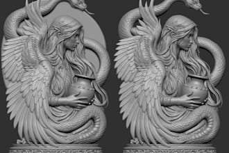 model 3d fantasy character sculpture for relief panel and cnc, digital sculpture