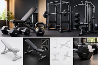 design custom gym equipment in 3d cad with realistic rendering