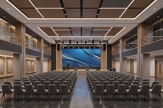 design 3d event center, conference hall, convention center, 3d exhibition hall