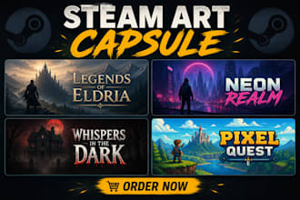 design professional steam game capsule art, game cover and steam store artwork