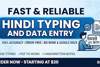 do fast hindi typing, book typing, and data entry