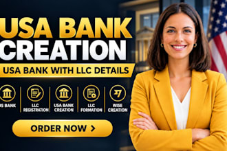 create USA bank with llc details, setup wise, mercury, USA physical address