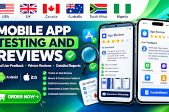 provide professional app testing and reviews for android and ios testing