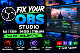 fix obs studio lag, audio, encoder and streaming problems