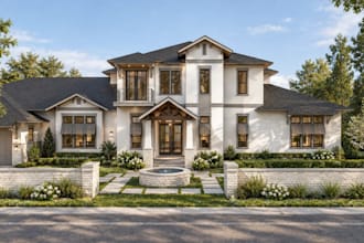 3d luxury coastal villa,rural side homes,outdoor living area,beach garden render
