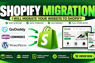 migrate godaddy to shopify wordpress to shopify woocommerce website to shopify