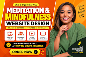 design wix meditation course website, squarespace mindfulness booking website