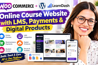 woocommerce online course website with lms, payments and digital products
