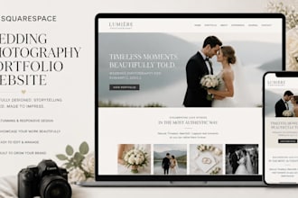 design squarespace wedding photography portfolio website with online booking