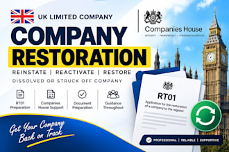 restore, reinstate or reactivate your UK limited company rt01 with company house