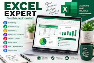 do excel data entry, formulas, charts and data analysis