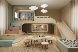 design kids room interior design, kid playroom, nursery room with shopping list
