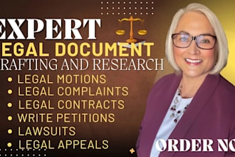 draft legal motion, legal complaint, legal appeal, lawsuit, legal letters