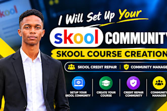 setup skool skool course creation skool credit repair community manager