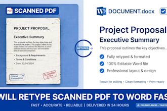 retype scanned PDF,image and handwritten notes to word fast