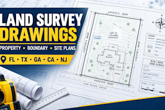 do USA fl tx ga ca nj property, boundary and land survey drawings