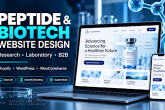 build biotech website laboratory peptide website scientific research b2b website